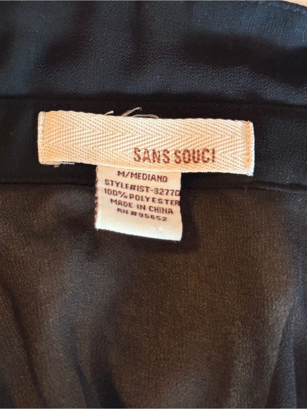 Sans Souci Black Sheer Sleeveless Button-Front Blouse - Picture 4 of 4